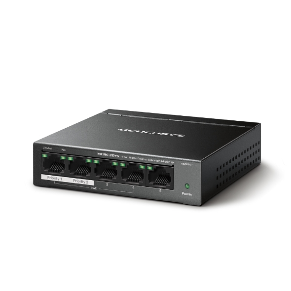 Mercusys MS105GP UN 5-Port Gigabit Desktop Switch with 4-Port PoE+
