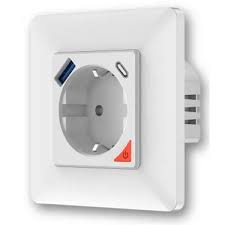 Smart Wi-fi Divar Rozetkası WK-Y-EU-1U1C-WH-MS (USB + Type-C, Ağ/Qara)