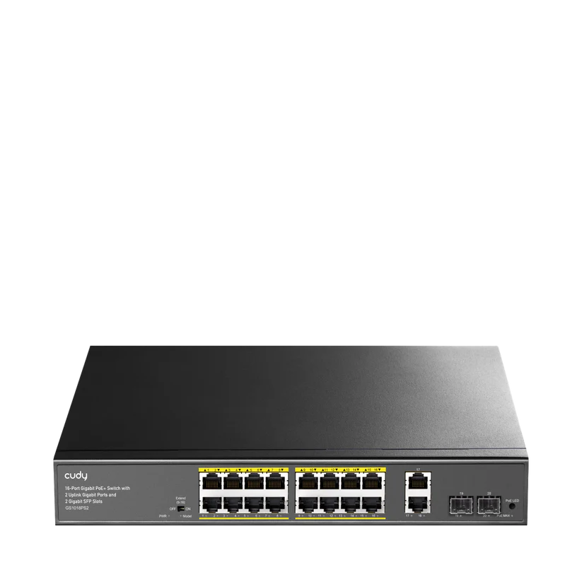 16 Port Gigabit PoE Switch (2 GbE Uplink və 2 SFP Port ilə)