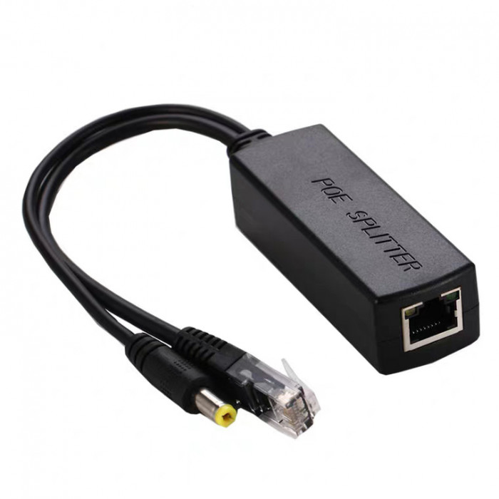 ZH235 — PoE Splitter 48V-dan 12V-a, 100Mbps, Qara