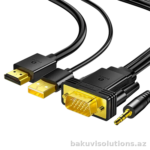 HX3 — Audio Dəstəkli VGA-dan HDMI-a Çevirici Kabel - 1 Metr