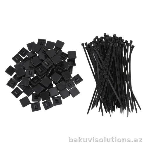 LX16 — Yapışqanlı Kabel Bağlayıcı Altlığı (20x20 mm) - 100 Ədəd