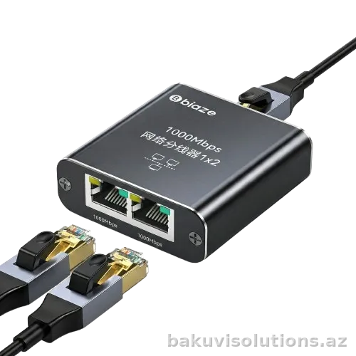 TT49 — Eyni Anda İki Cihaz Üçün Gigabit RJ45 Şəbəkə Paylayıcısı