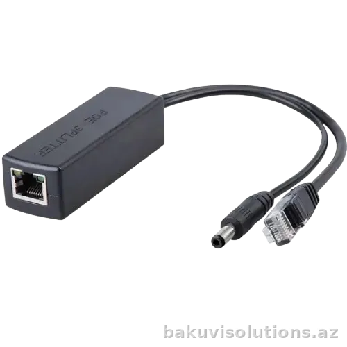 ZH252 — Gigabit PoE Splitter 48V-dan 12V-a, 1000Mbps, Qara